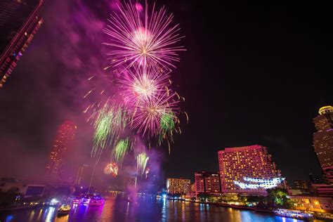 Firework At Chao Phraya River In Countdown Celebration Party 2016