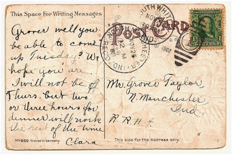 Back Of A Postcard With Stamp