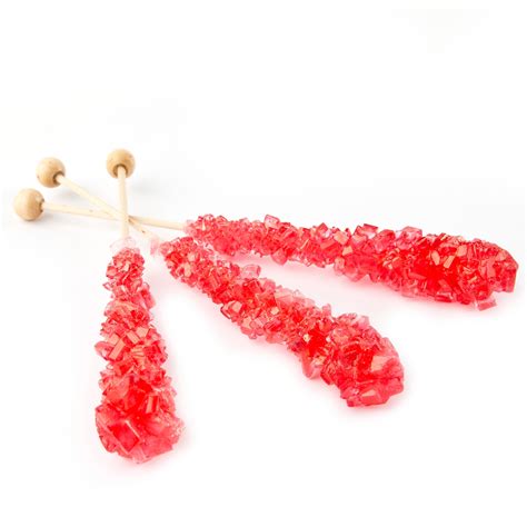 Red Unwrapped Rock Candy Crystal Sticks Strawberry • Rock Candy