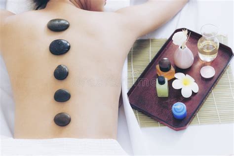 Spa Conceptstone Massage On Back Relaxation For Beautiful Woman Stock Image Image Of Therapy