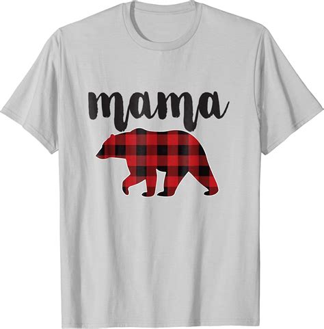 Mama Bear Plaid T Shirt Buffalo Plaid Mama Bear T Shirt Clothing Shoes And Jewelry