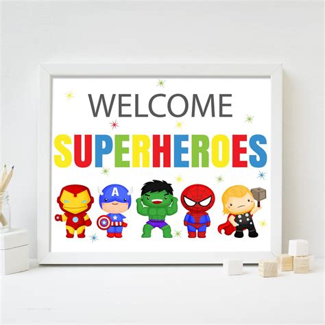 Printable Welcome Superheroes Birthday Sign Superhero Etsy Birthday