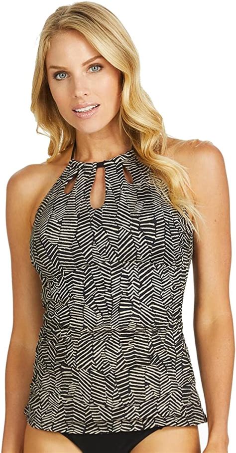 Leilani Womens On A Whim High Neck Tahiti Tankini Swim Top 8 Black