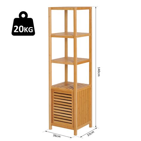 Bamboo shelves provide additional storage space with a positive carbon fingerprint. 140cm Bamboo Storage Unit Freestanding Cabinet w/ 3 ...