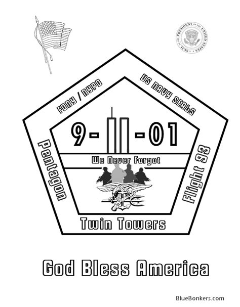 911 Coloring Pages 91101 Memorial Rememberance Coloring Page