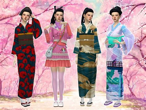 Mmcc And Lookbooks Cultural Lookbook Japanese Sims Clothing Sims Mods Japanese Outfits