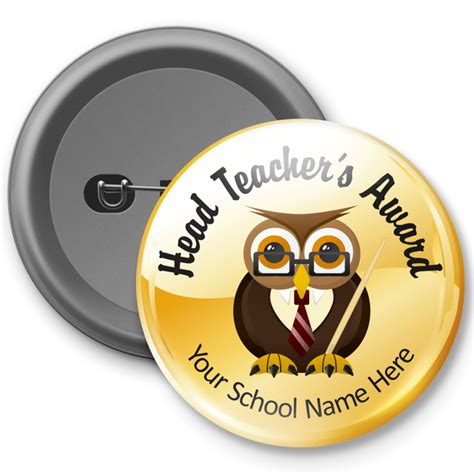 Head Teachers Gold Award Customised Button Badge