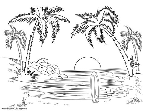 Home > seasons > free printable summer coloring pages for kids. Summer Fun Coloring Pages Landscape Surfboard - Free ...