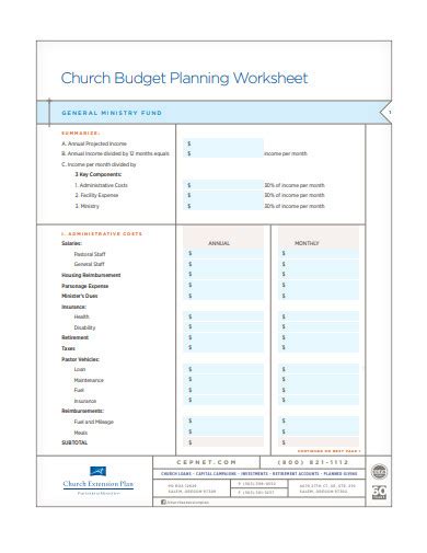 16 Church Budget Examples Ministry Baptist Religious Examples