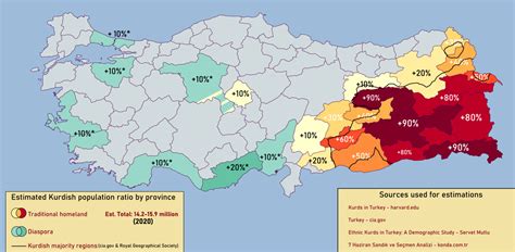 Estimated Kurdish Population Percentages By Maps On The Web