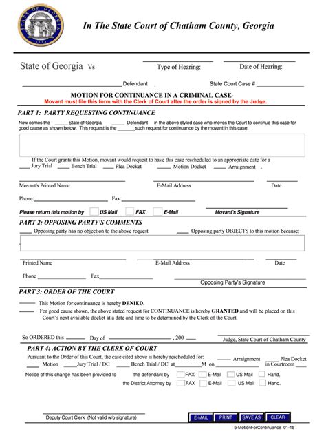 Georgia Continuance Form Fill Online Printable Fillable Blank Pdffiller