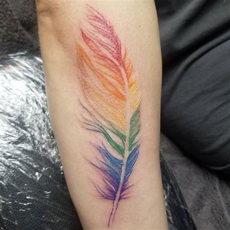 Wispy Rainbow Feather Pride Tattoo Tattoos Feather Tattoos