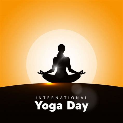 Premium Vector International Yoga Day Vector Illustration Sunrise Background Yoga Day On