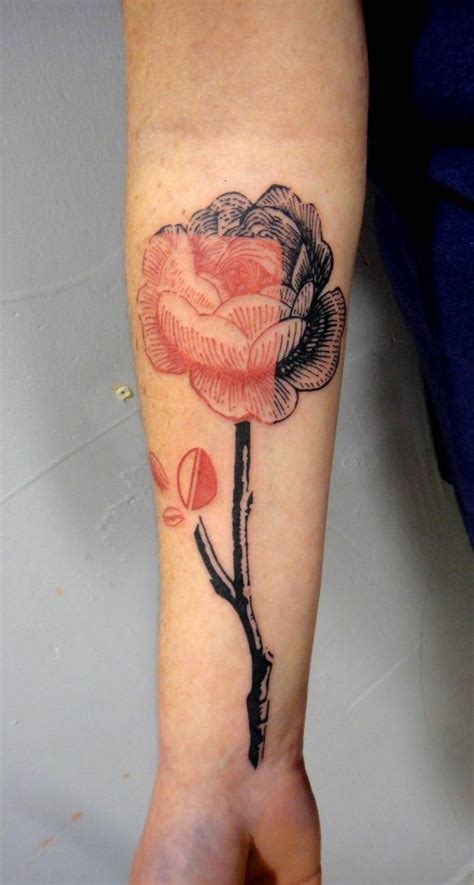black  red rose interesting design tattoo