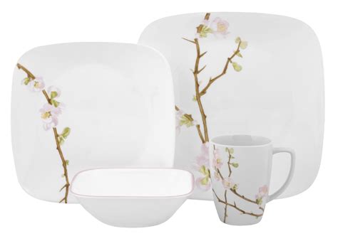 Corelle Square Cherry Blossom 16 Piece Dinnerware Set