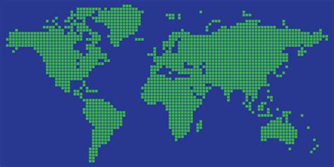 Green And Blue Colored Square Dotted World Map Vector 640186 Vector Art