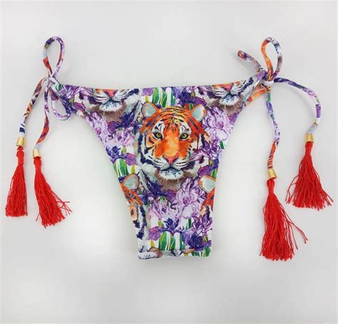 Printing Tiger Brazilian Bikini Bottoms Swimwear Sexy 2018 New Summer