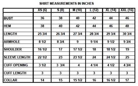 Mens And Womens Size Charts For Royal Silk Clothing