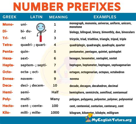 List Of Common Number Prefixes In English My English Tutors