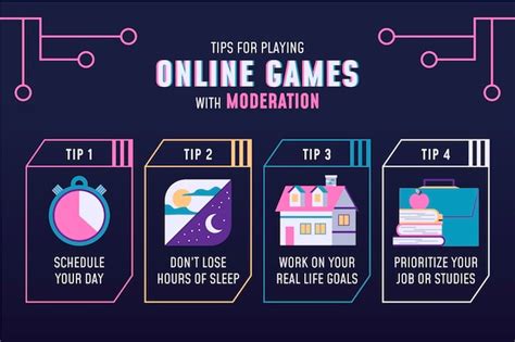 Free Vector Tips For Playing Online Games With Moderation Infographic