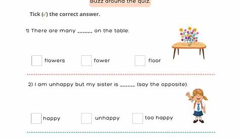 English Grammar Quiz Worksheets for Grade 1 - Kidpid