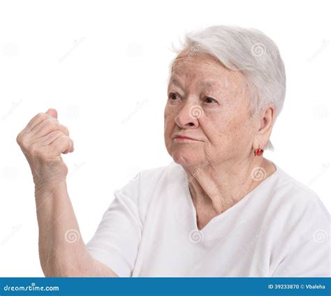 Angry Old Woman Making Fist Stock Photo Image Of Older Isolated