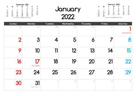 January 2022 Calendar Printable Free Printable Word Searches