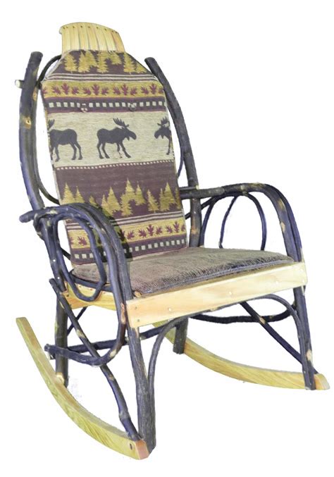 Amish Bentwood Rocker Cushion Set Brown Moose Fabric Rocking Chair