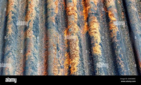 Colours And The Texture Of An Old Rusted Corrugated Iron Roof Stock