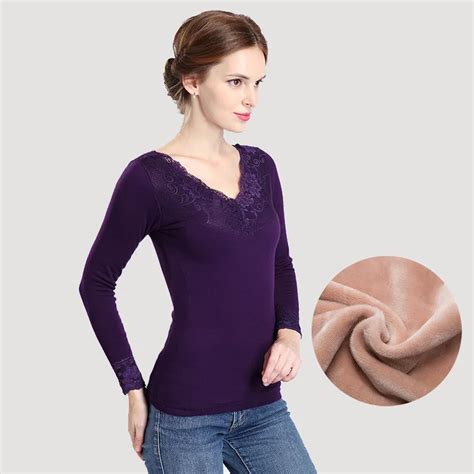 Plus Size Thicker Velvet Winter Womens Thermal Tops Seamless Bodycon