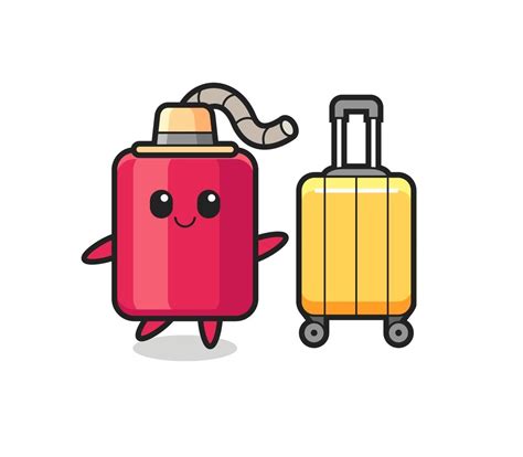 Dynamite Cartoon Illustration With Luggage On Vacation 3268930 Vector