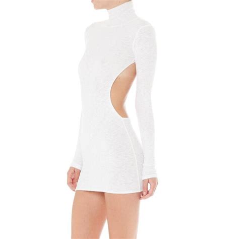 White Knitted Backless Bodycon Dress Women Club Wear Hollow Out