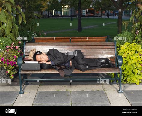Old Man Sleeping Park Bench Hi Res Stock Photography And Images Alamy