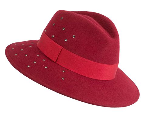 Exclusive Wide Brim Dark Red Fedora Felt Hat By Max Alexander Online In