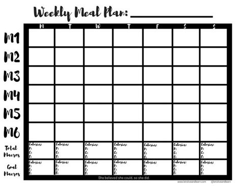 A Free Printable Weekly Macro Meal Plan Template To Use When Planning