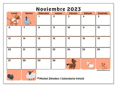 Calendario Noviembre De 2023 Para Imprimir “444ld” Michel Zbinden Mx
