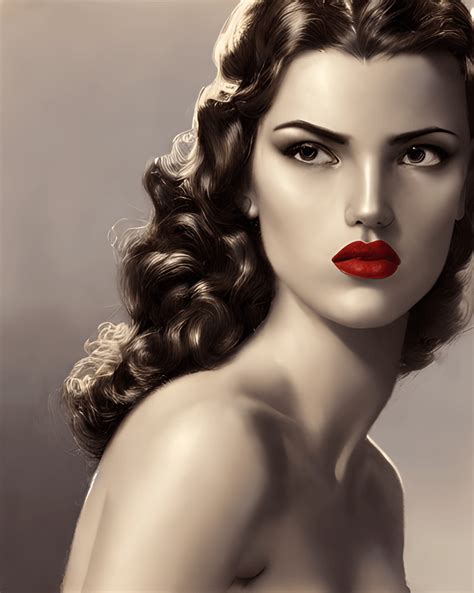 Beautiful Young Female Detailed Gorgeous Face Ultra Realistic 1940s Cinematic Graphic