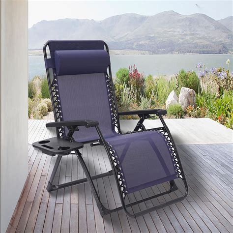 Outdoor Zero Gravity Lounge Folding Chair Camp Reclining Lounge Chair With Pillow And Cup