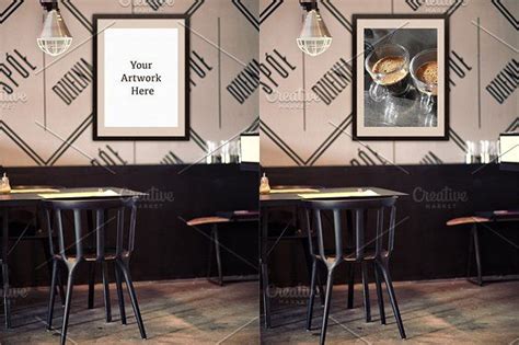 Download Mockup-Poster Frame at Restaurant | Poster mockup, Poster ...