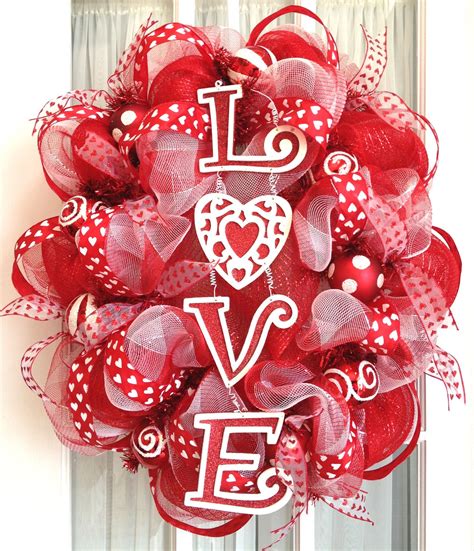 Oval Deco Mesh Wreath Valentines Day By Southerncharmwreaths