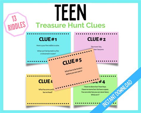 Teen Scavenger Hunt Treasure Hunt Teen Clues Birthday Etsy
