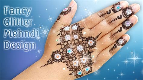 fancy mehndi design with glitter bindi and bling easy modern glitter henna design youtube