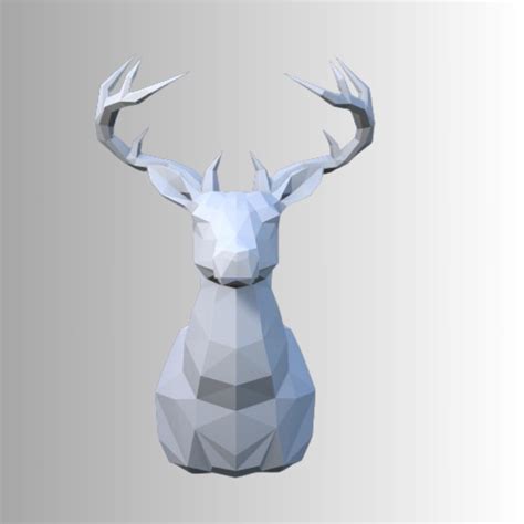Deer Head Papercraft Pdf Pack 3d Paper Sculpture Template Etsy
