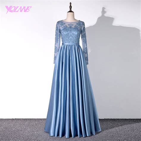 King Street Light Blue Long Sleeve Ball Gown Prom Dresses Plus Size