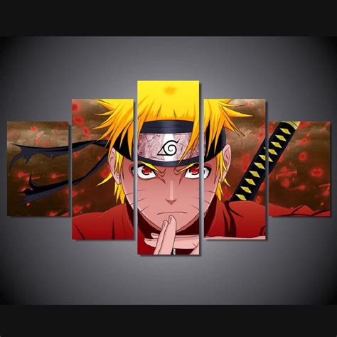 5 Panels Wall Art Anime Naruto Uzumaki Ninja Sword 5 Pieces Paintings