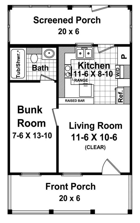 Cottage Plan 400 Square Feet 1 Bedroom 1 Bathroom 348