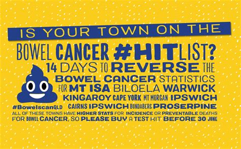 There are often no symptoms in the early stages of the disease. Rotary Targets Bowel Cancer - southburnett.com.au