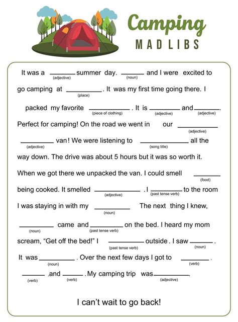 Summer Mad Libs For Kids Printable