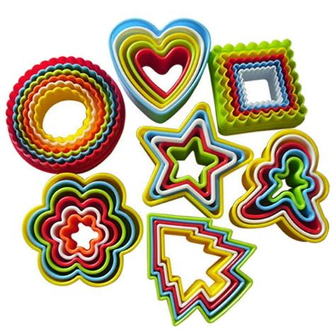 Mini 7 Shapes Cookie Cutter Set 37pcsstar Flower Round Heart