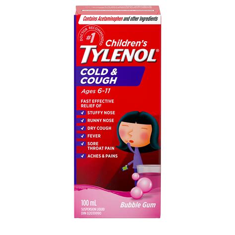 Childrens Tylenol Cold And Cough Suspension Liquid Bubble Gum Burst
